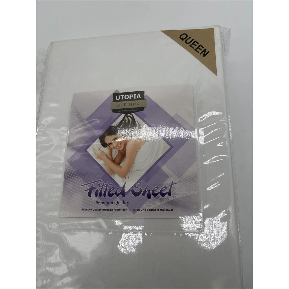 Utopia Bedding Brushed Microfiber Fitted Sheet,Size Queen, Brand New Sealed‎
